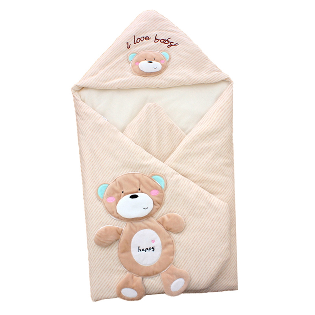 Newborn Infant Cartoon Cotton Sleeping Bag Swaddle Blanket Quilt Happy Bear