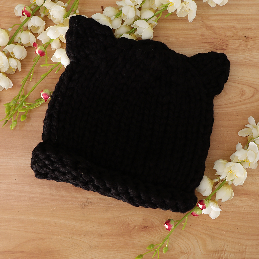 Soft Infant Toddler Winter Hat Knitted Baby Beanies Winter Caps Black