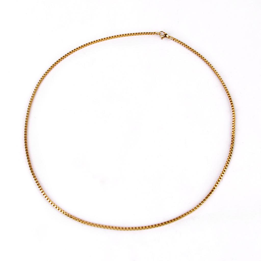 Unisex Fashion Stainless Steel Box Necklace Chain 24K Gold Plated