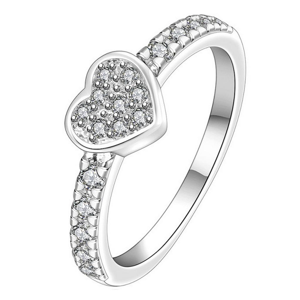 Fashion Crystal Rhinestone Heart Finger Ring Gift US size 7