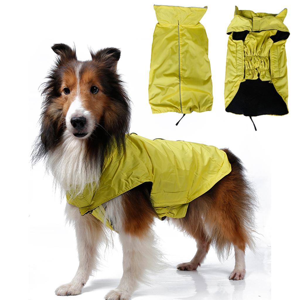 Waterproof Pet Dog Waistcoat Jacket Fleece Lined Raincoat Clothes XS Yellow