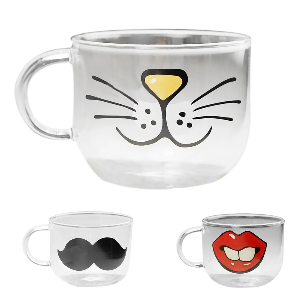 Lovely Cat Kitten Face Kids Juice Water Milk Glass Mug Cup with Handle