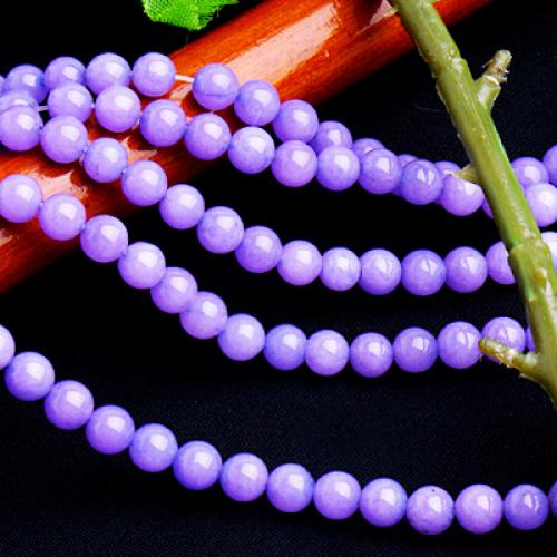 6mm Violet Jade Round Gemstone Loose Beads Strand 15.5 Inch