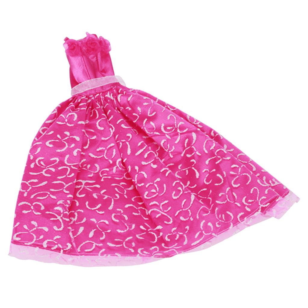 Shocking Pink Princess Wedding Gown Dress for Doll