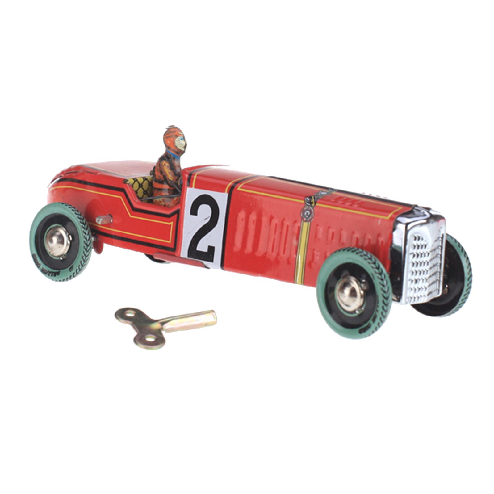 Vintage Wind-up Red Racer Race Car Toy