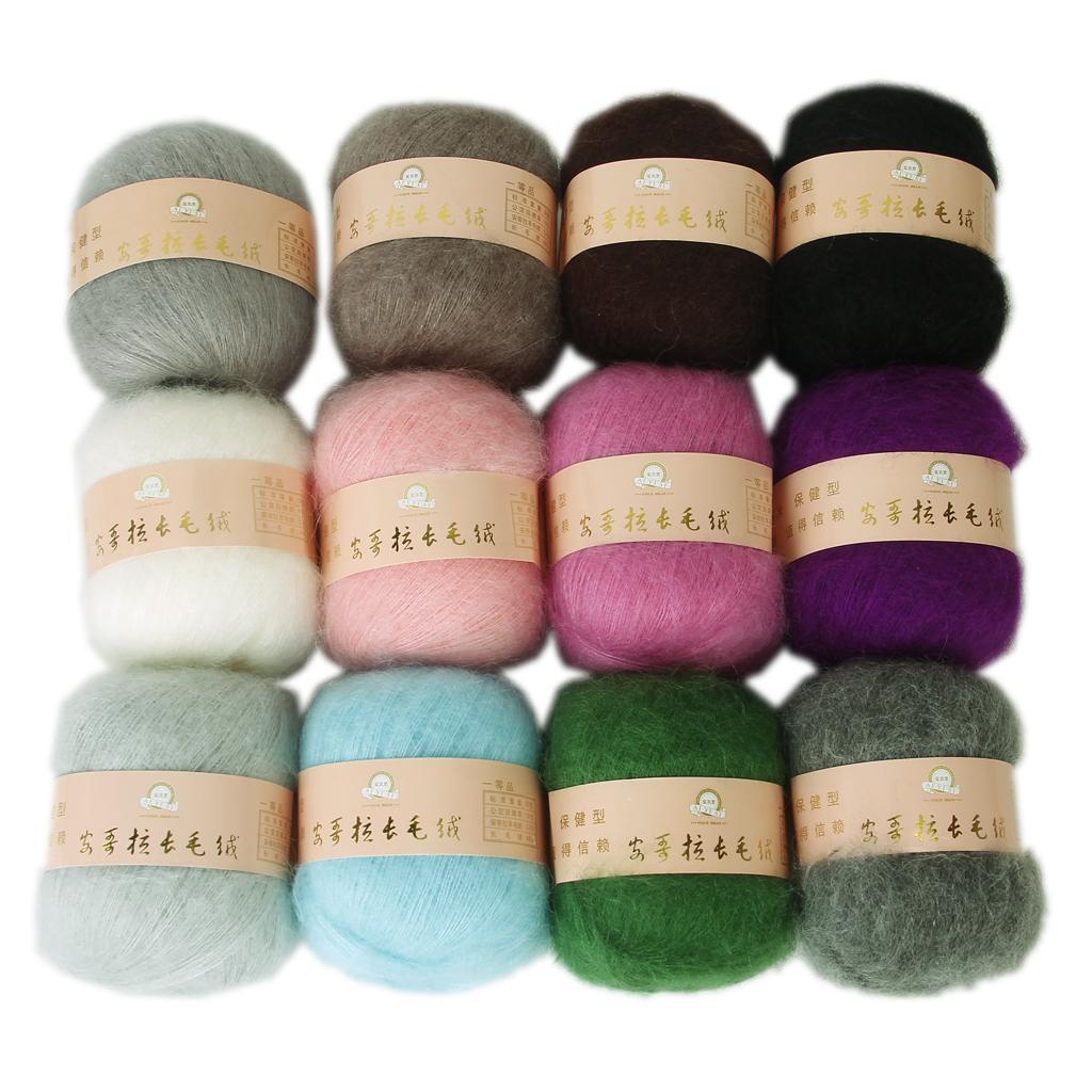 One Skein Angola Mohair Cashmere Wool Knitting Yarn Craft - Gray