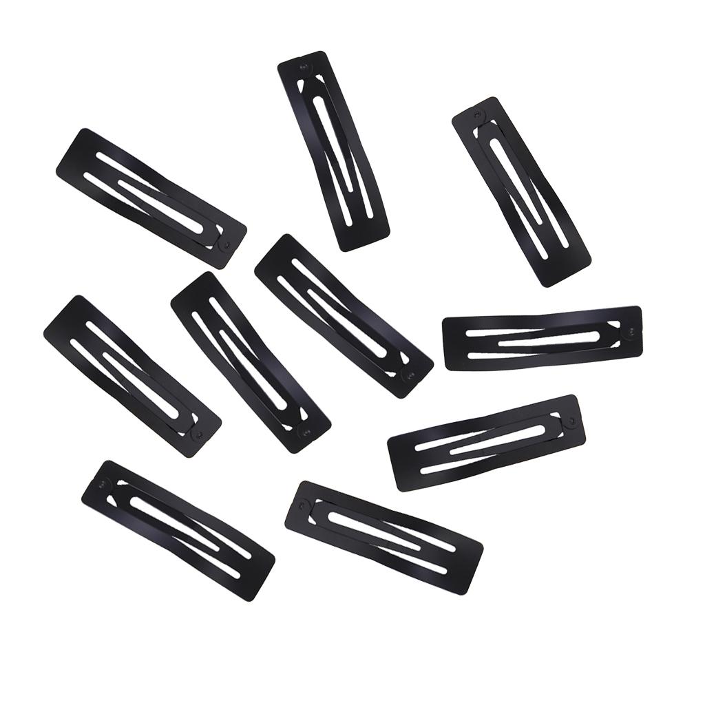 10 Pcs Black Metal Blank Hair Snap Clip Craft DIY