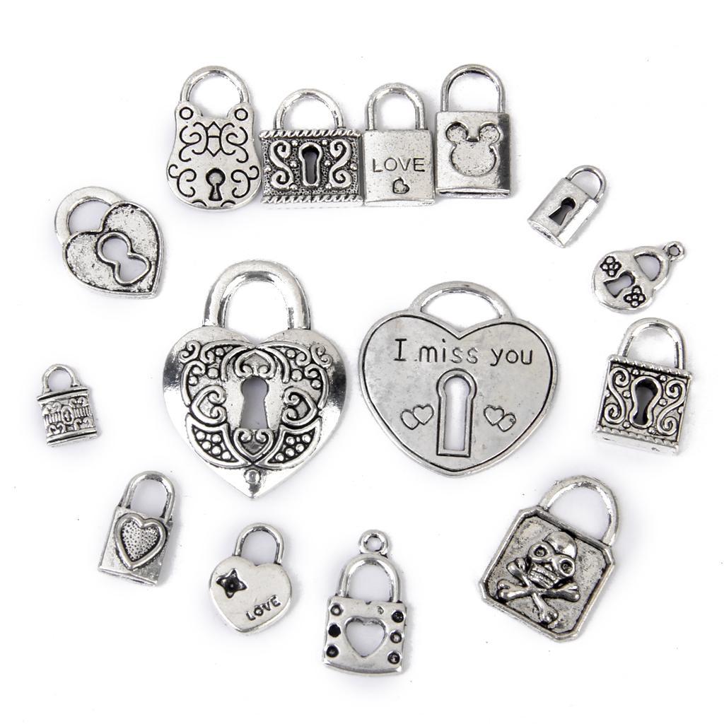 Locks Alloy Pendant Charm Mixed Style 15pcs