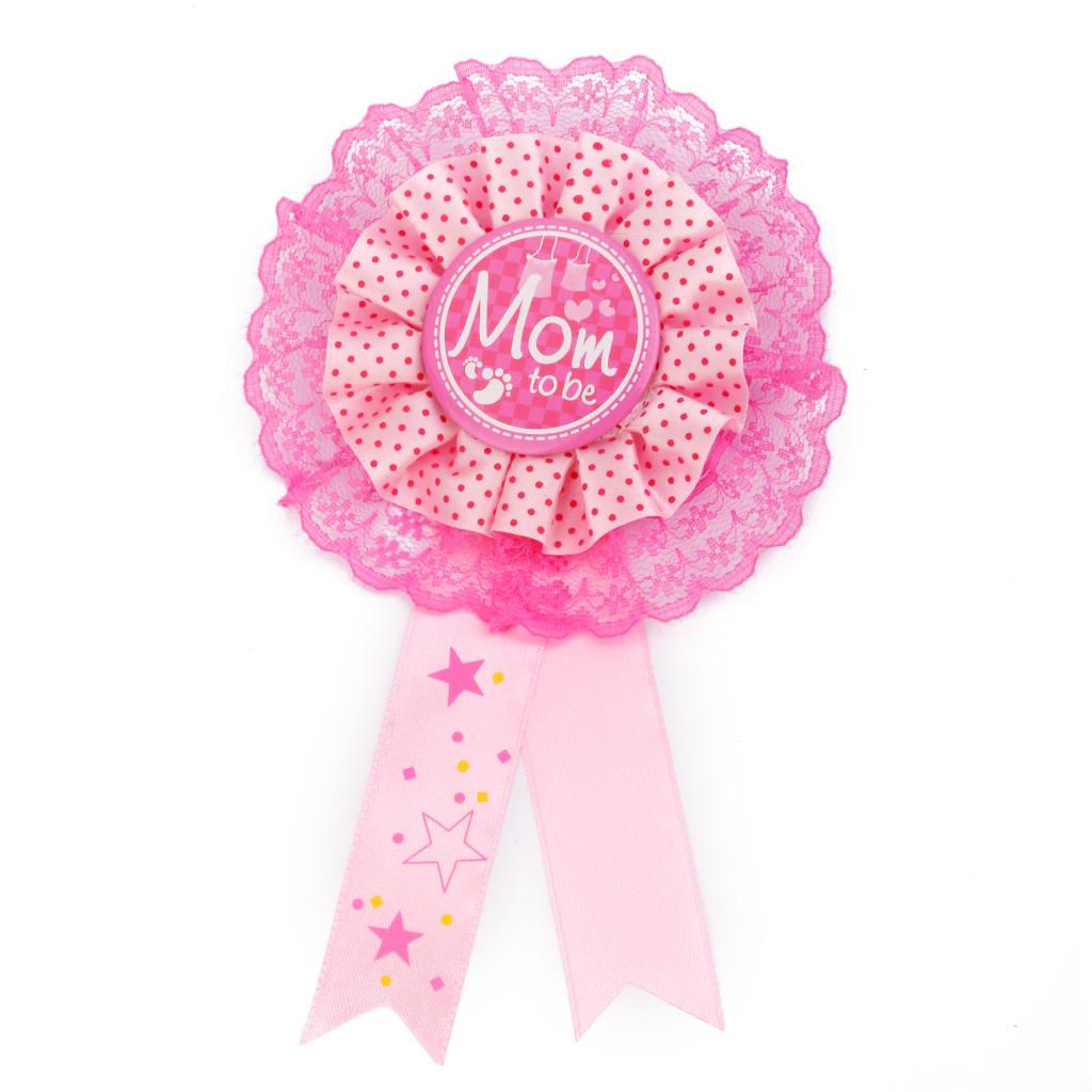 Mom To Be Writing Award Ribbon Badge for Baby Shower Party Favor Pink