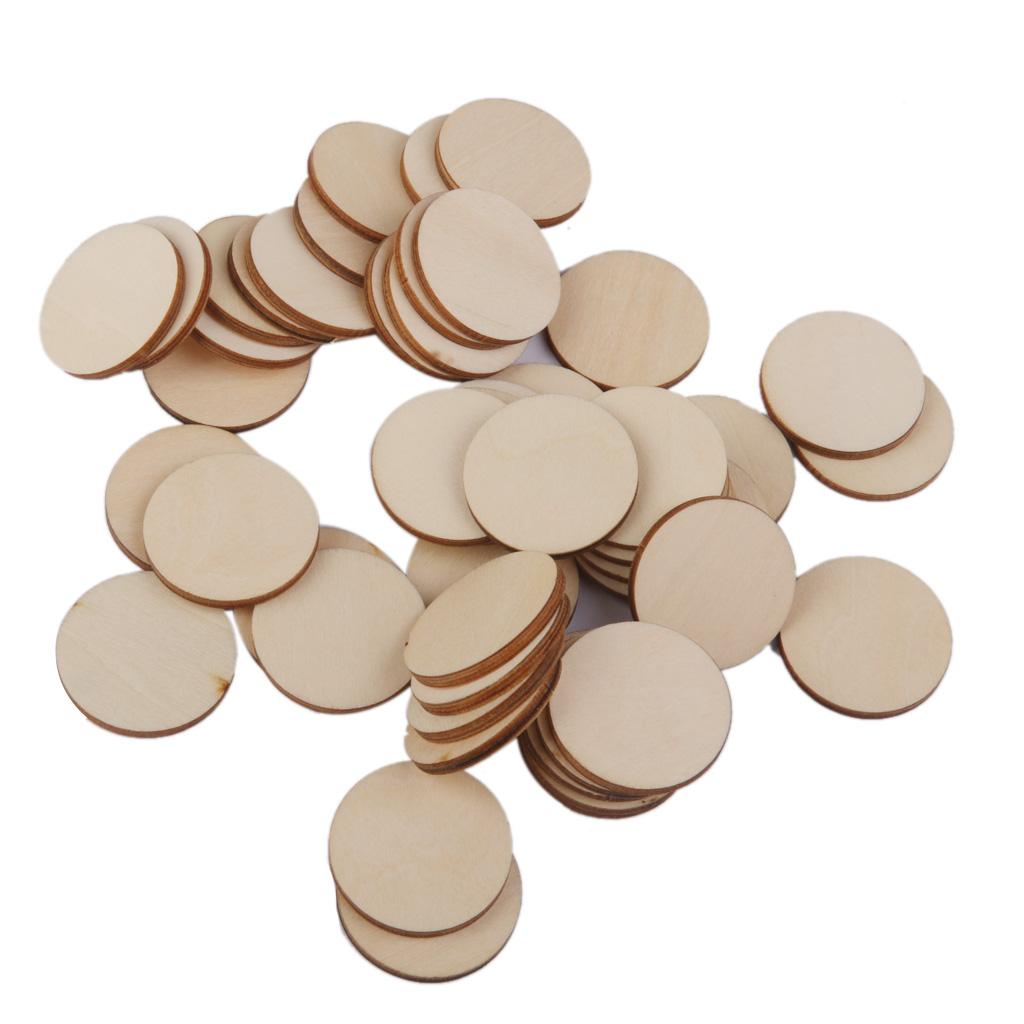 7xUnfinished wood circles Round Shape Pieces For Scrapbooking 50pcs 30mm