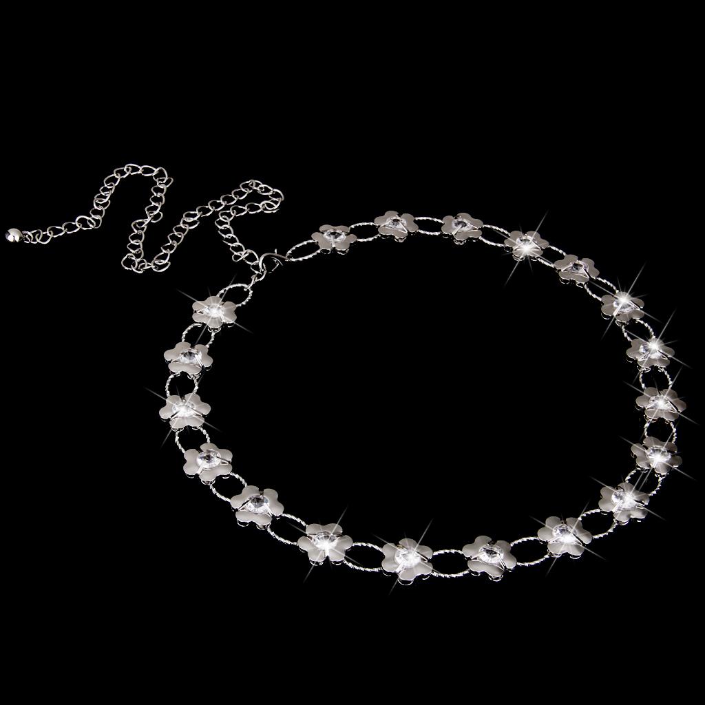  Sliver Crystal Alloy Flower Beads Ladies Waist Chain/Charm Belt   