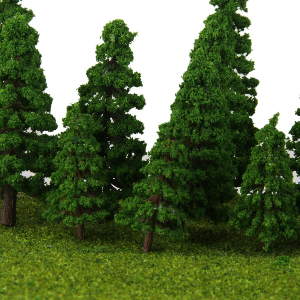 16pcs Model Train Trees Scenery Landscape Scale 1:75-200 Dark Green