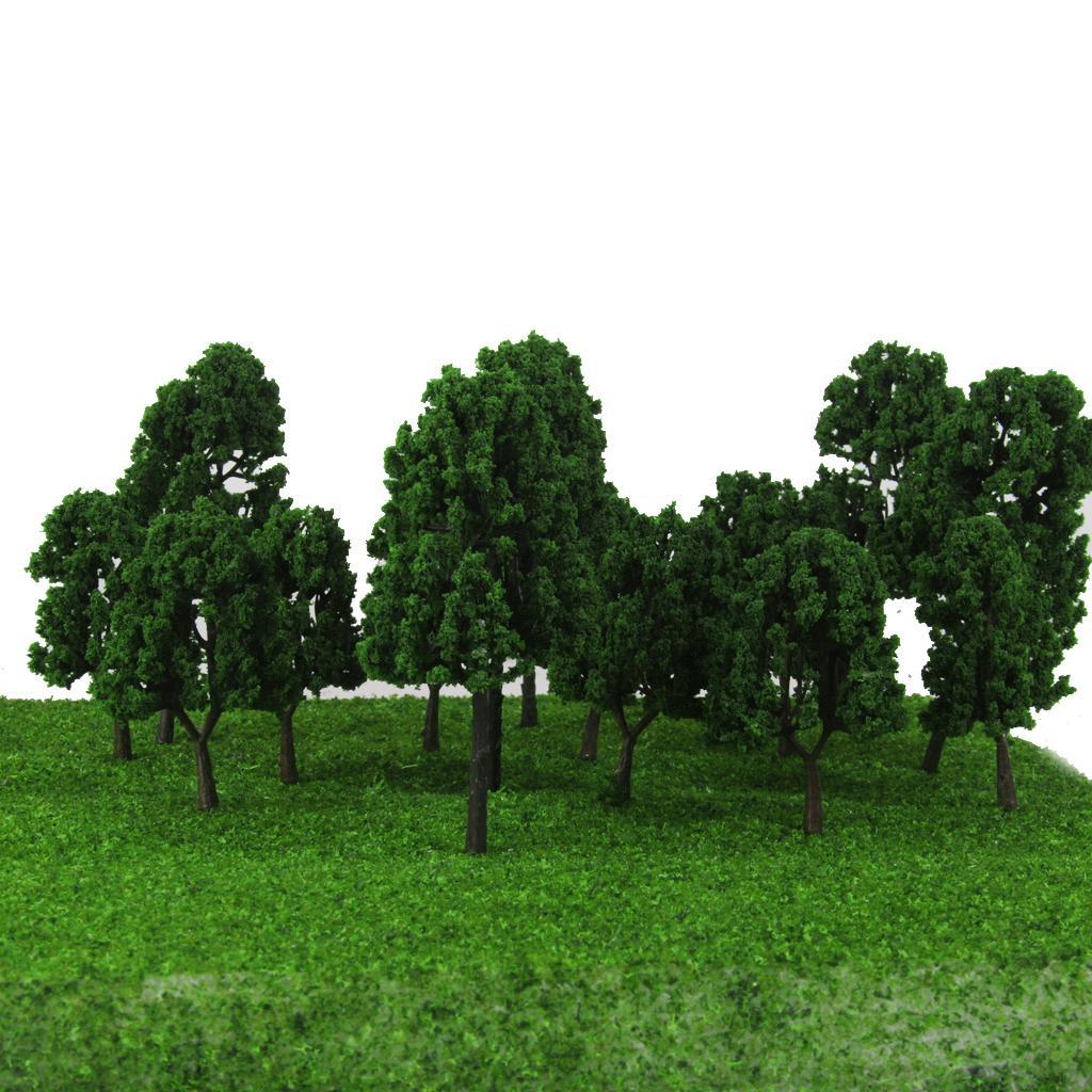 16pcs Model Train Trees Scenery Landscape 1:100-200 Dark Green