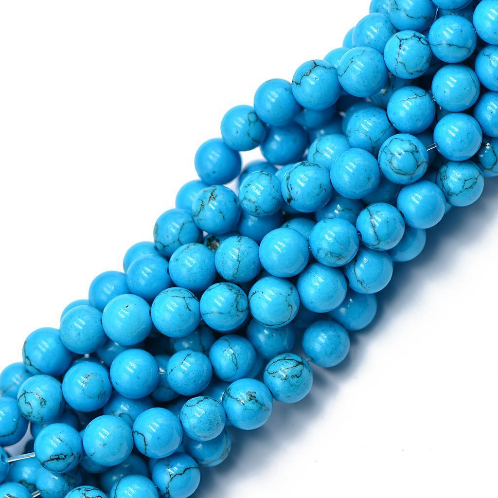 8mm Sky Blue Turquoise Howlite Round Gemstone Loose Beads Strand 15 Inch
