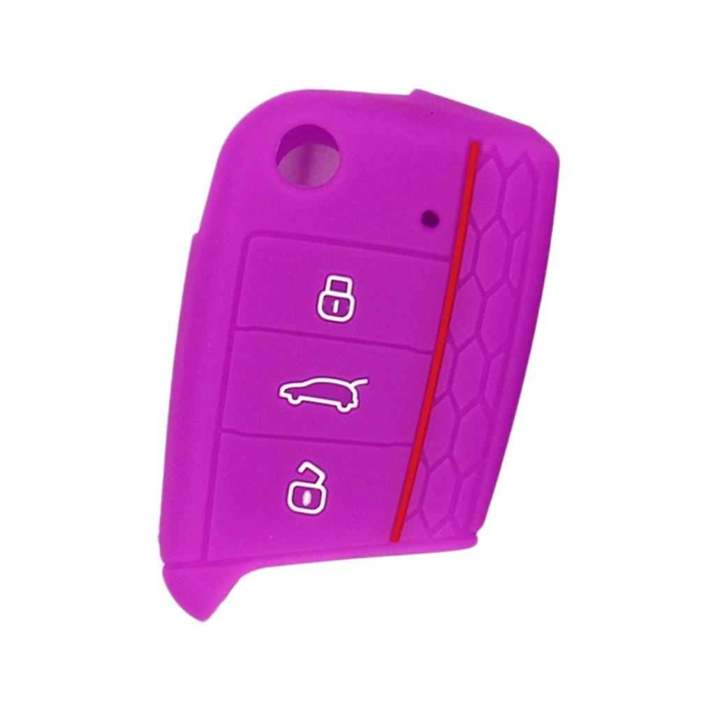 Flod Key Silicone 3Buttons Protective Case Cover for Volkswagen 2017 Purple