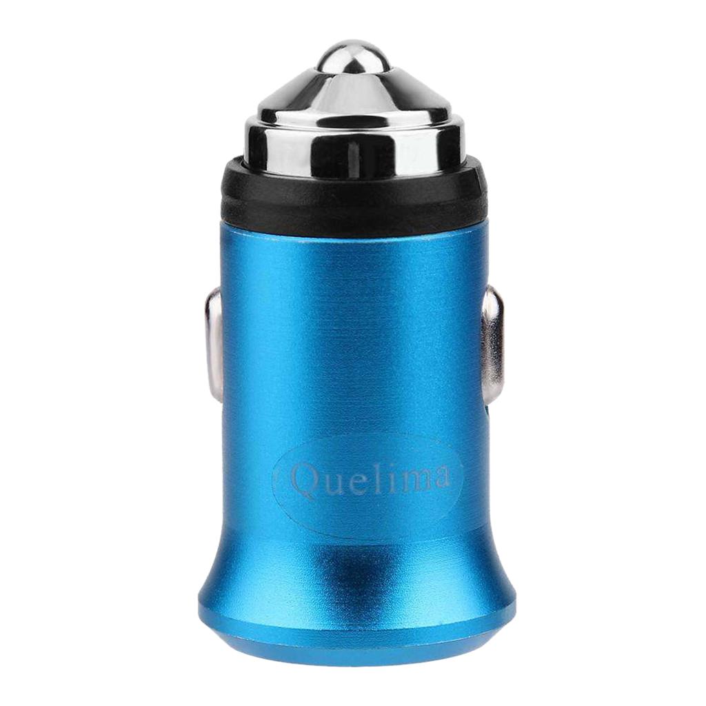Aluminum Mini Dual USB Car Charger Fast Charge For Digital Camera MP3 Blue