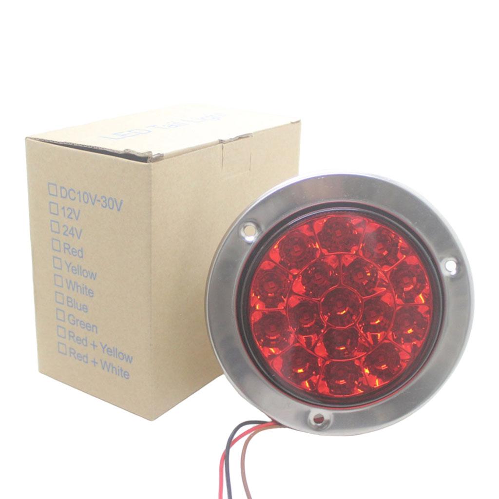 Round Rear LED Tail Lights 16-Led for Car Trailer IP67 Waterproof Red