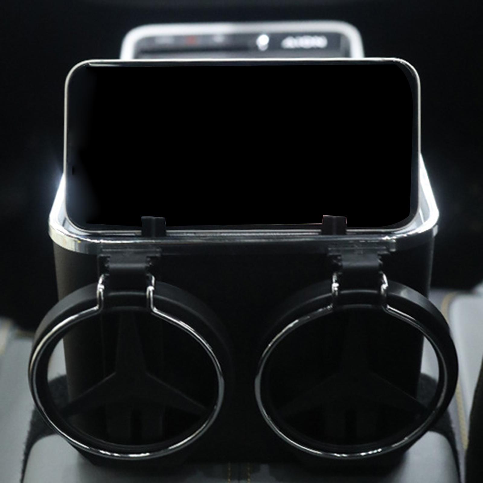 Car Armrest Storage Box Water Cup Holder Universal for Phones Water Cup Black