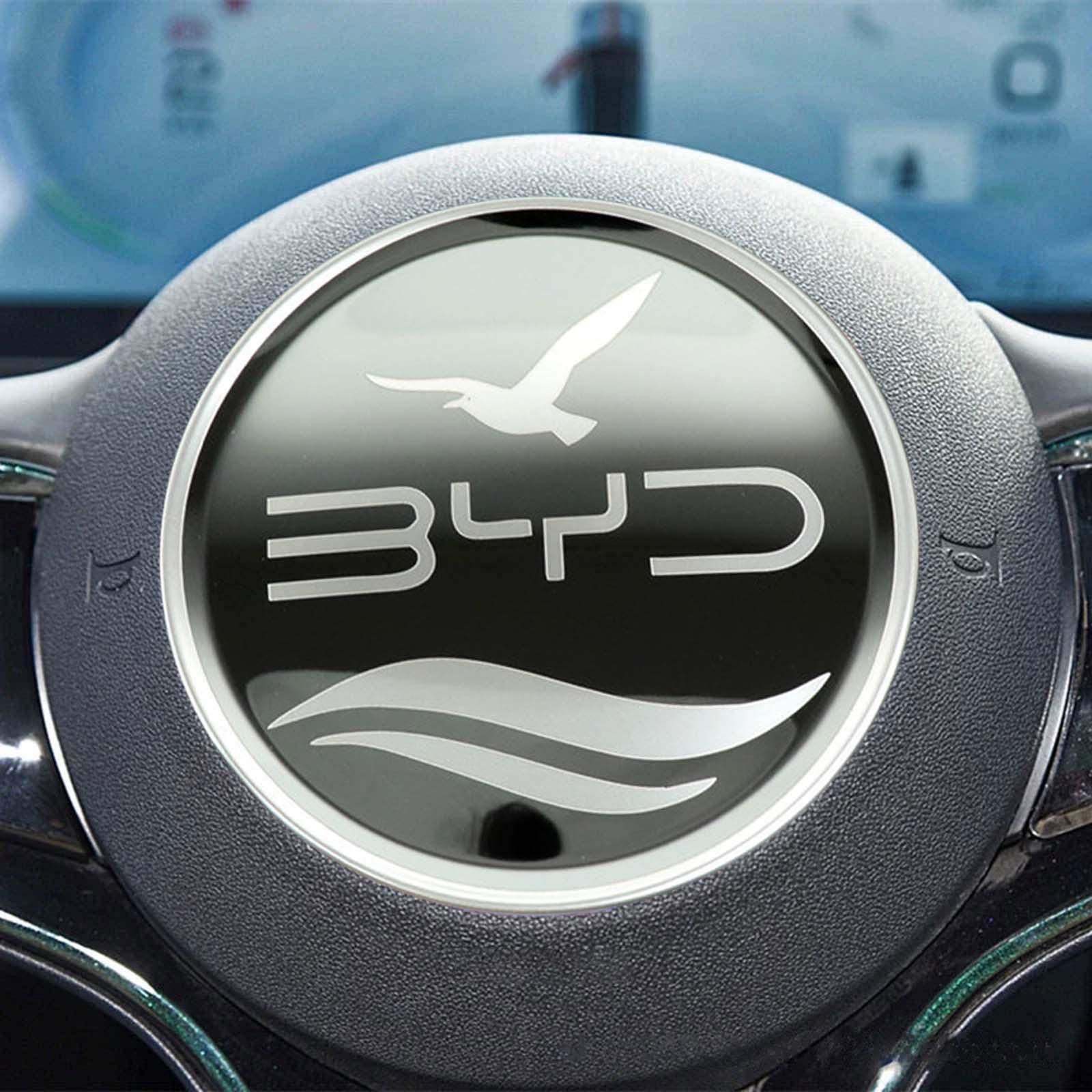 Car Steering Wheel Emblem Sticker Trim Metal Fashion Decorative for Byd Black