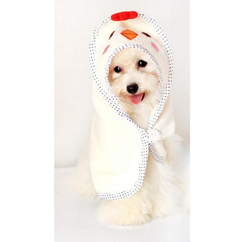 Pet Dog Chicken Design Puppy Bath Towel Bathrobes Pajamas Blanket Beige S