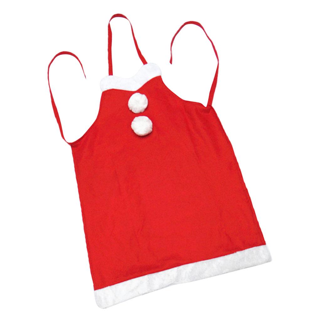 Adult Christmas Santa Apron Red Bib Waitress Fancy Dress Costume Xmas Gift