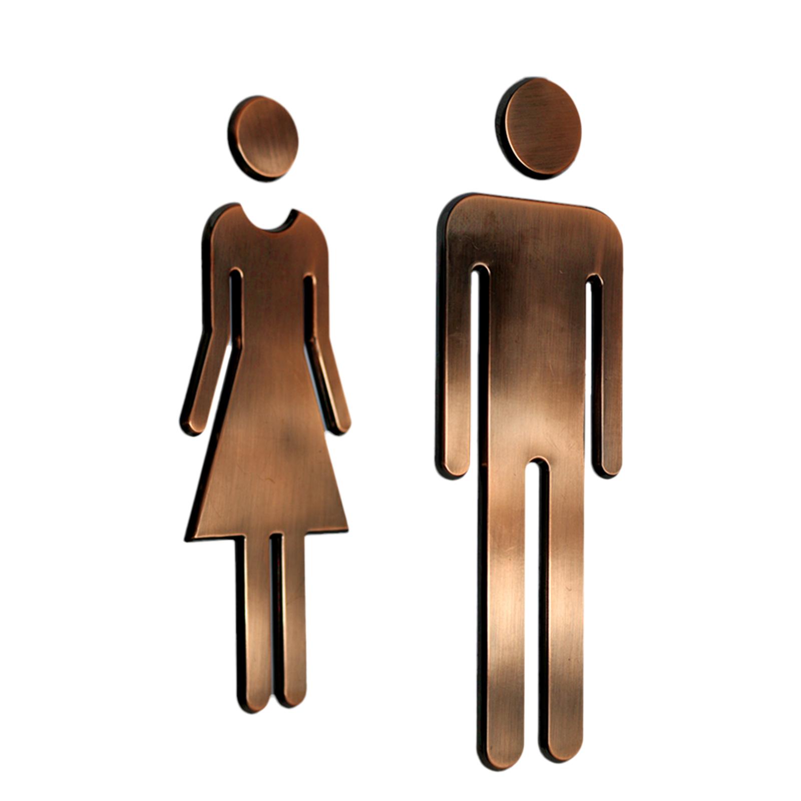 Man&Woman WC Stickers Toilet Signs Restroom Washroom Signage Plaque Bronze