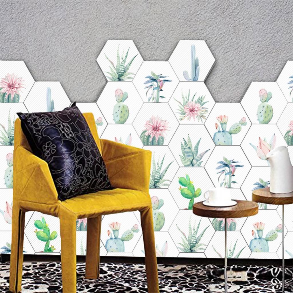 10Pieces Hexagon Wall Tiles Stickers Decals Kitchen Bathroom Waterproof A