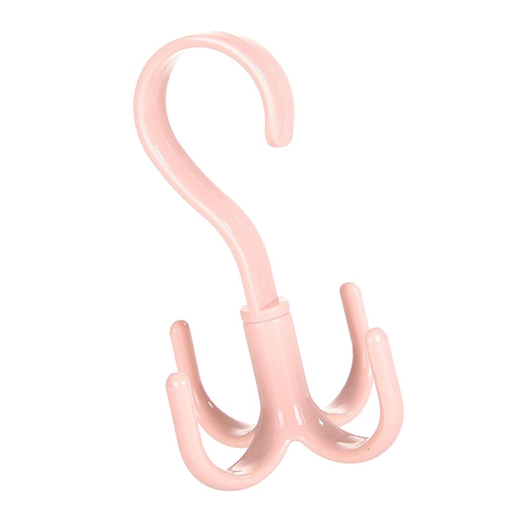 Closet Accessory Organizer for Ties, Belts, Handbags - 4 Hooks Light Pink