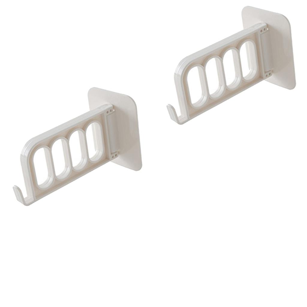 2Pcs Self-adhesive Foldable Clothes Hanger Hanging Hook Home Storage  White