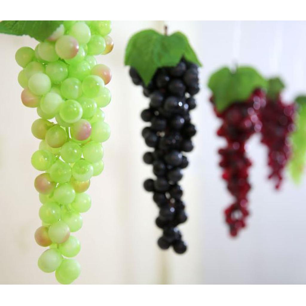 Artificial Fake Grape Fruit Home Kitchen Cabinet Display Purple-36 grapes