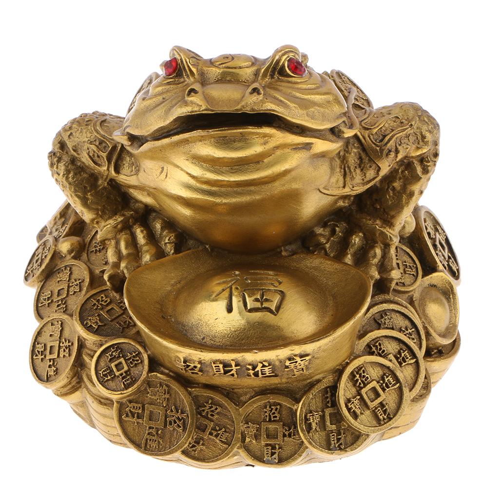 Three Legged Chinese Lucky Money Toad Figurine Frog Statue Feng Shui ...