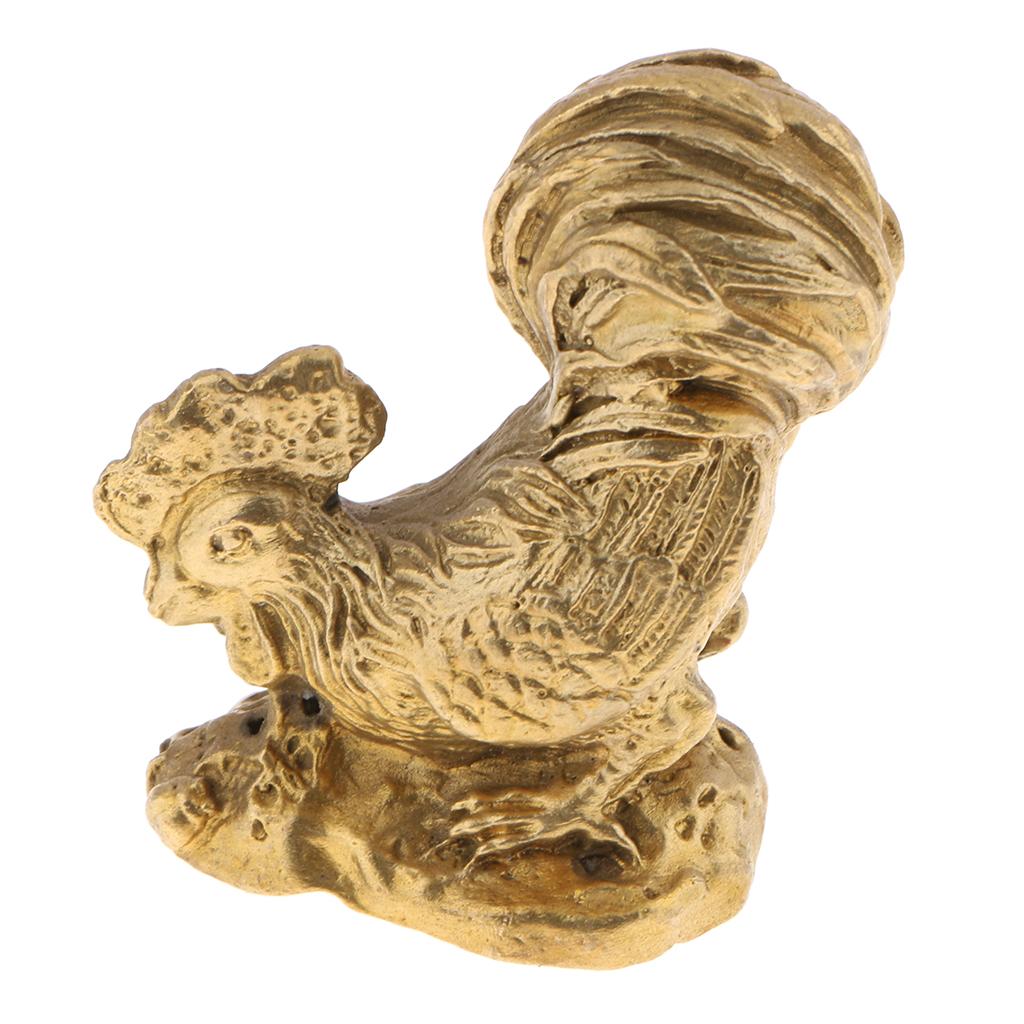 Solid Brass Chinese Zodiac Animal Figurine Ornament Lucky Statue Rooster