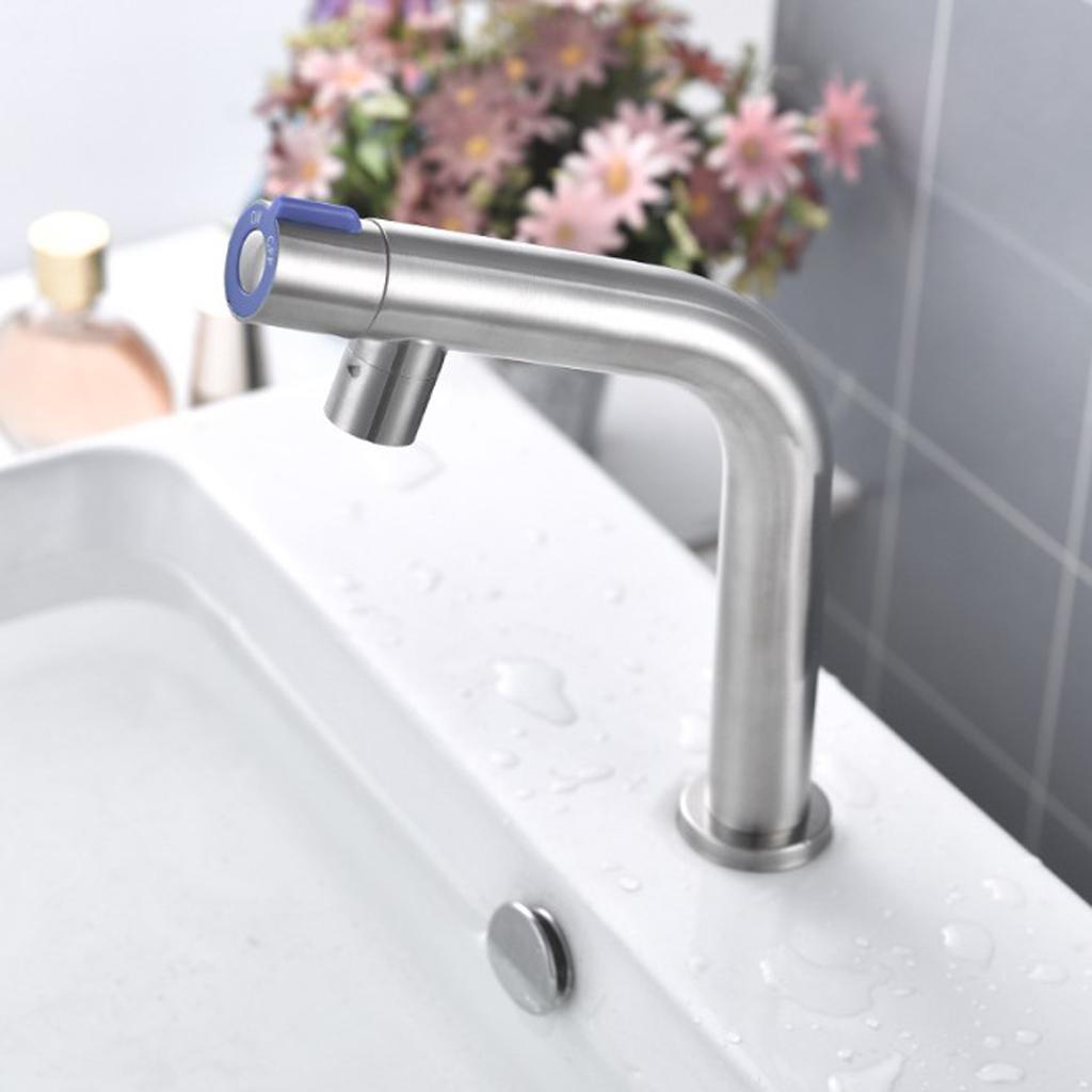 304 Stainless Steel Basin Faucet Single Cold Water Tap With Sprayer for Bathroom Kitchen Hotel