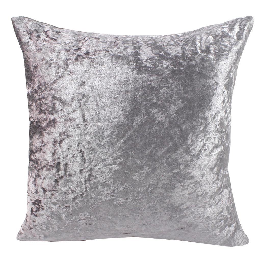 50x50cm Square Short Plush Velvet Throw Cushion Cover For Sofa Silver Grey