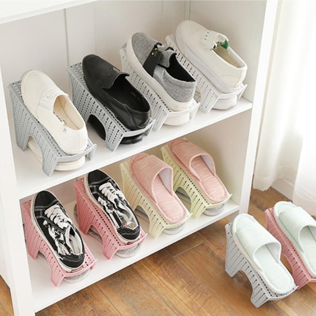 Integrated Shoes Rack Organizer Space Saver Shoe Holder Single-Pink