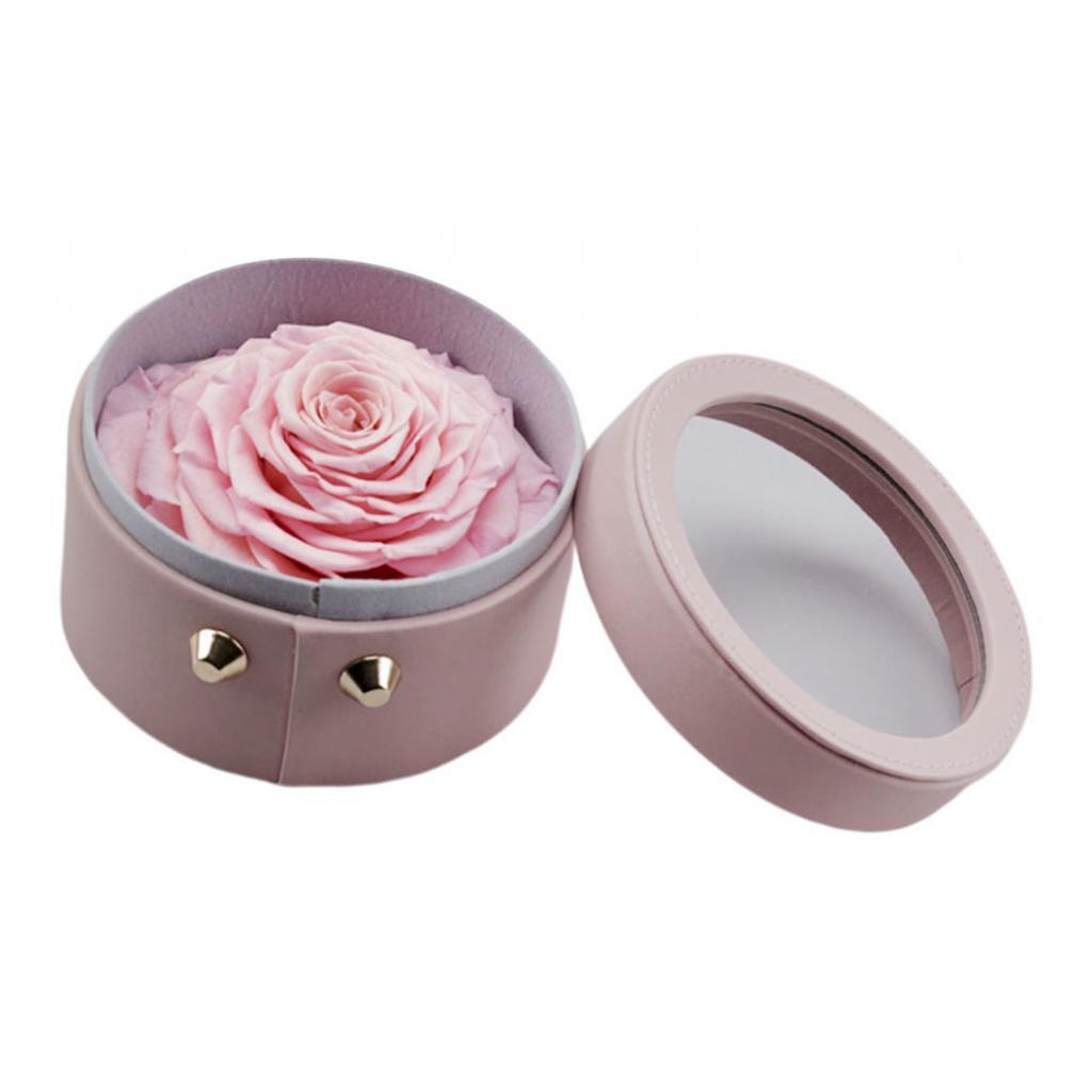 Finished Preserved Flower Round Hollow-out Leather Gift Box Pink
