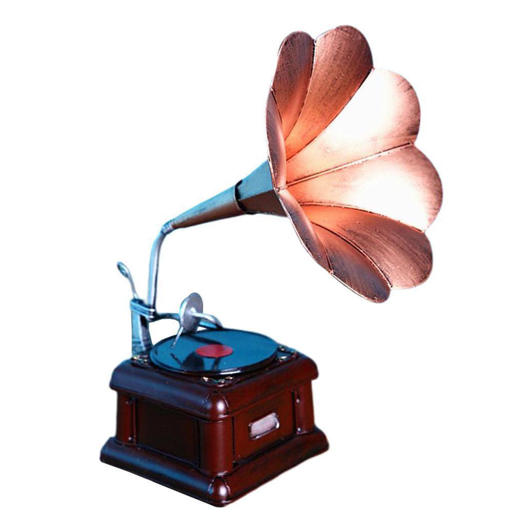Vintage Gramophone Decoration Recorder Player Speaker 3 colors Red Bronze