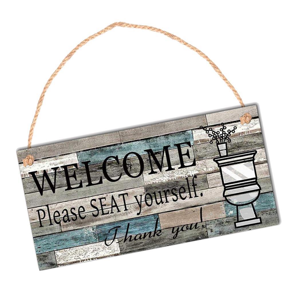 Printed Wood Hanging Board Plaque Welcome Sign Please Seat Yourself + Rope