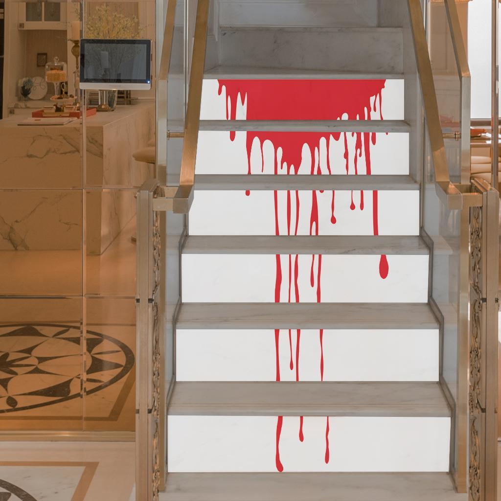 6pcs/set 3D Stairway Decals Blood Riser Sticker Stair Decals Staircase Mural