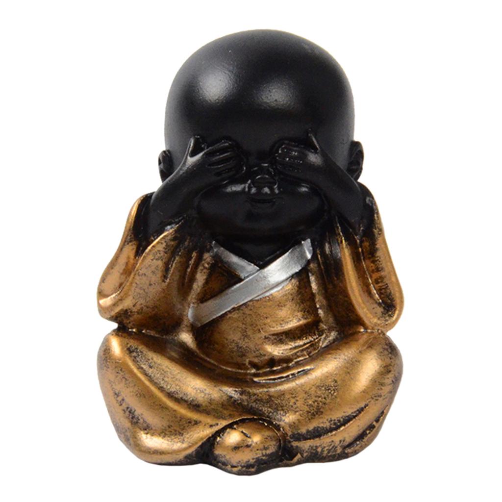 Resin Small Buddha Statue Monk Figurine Tea pet  Ornaments Style02