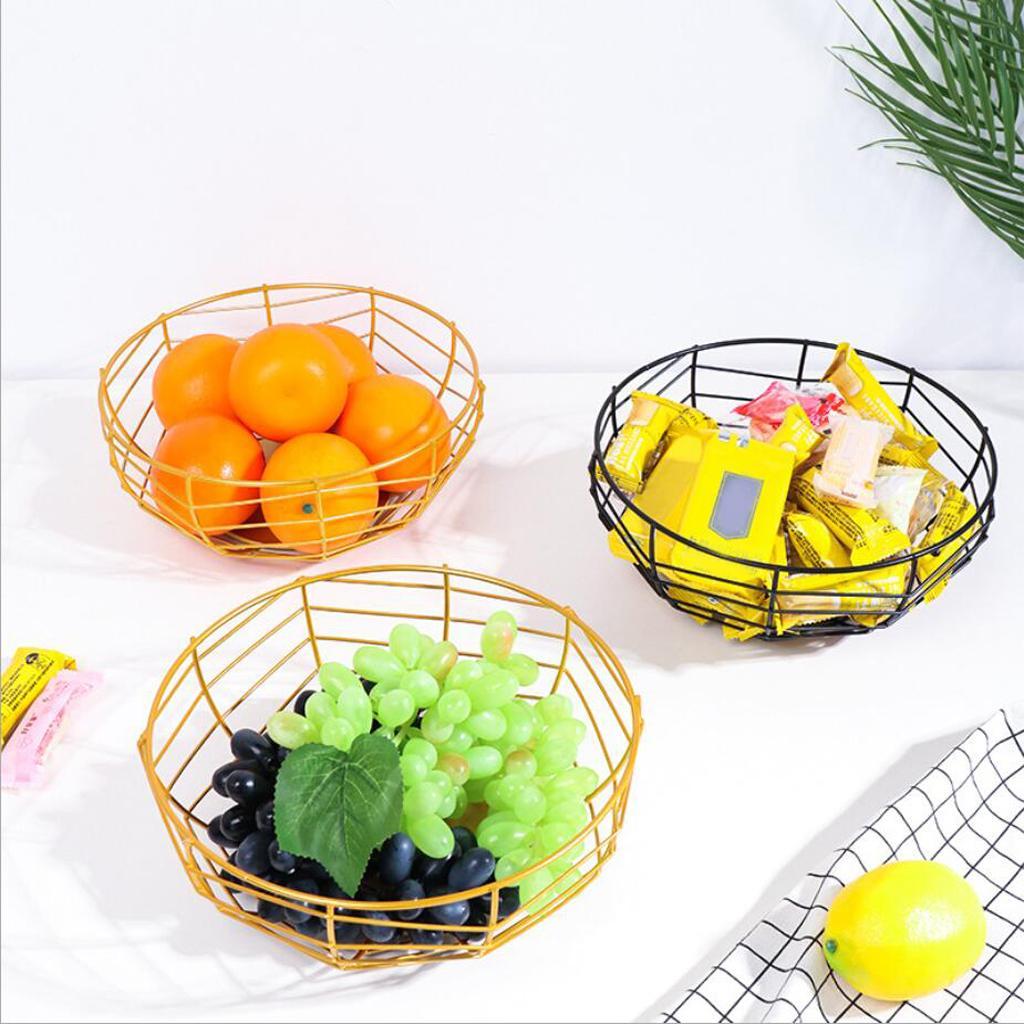 Creative Hollow  Wrought Iron Fruit Snacks Plate Storage Baskets Black