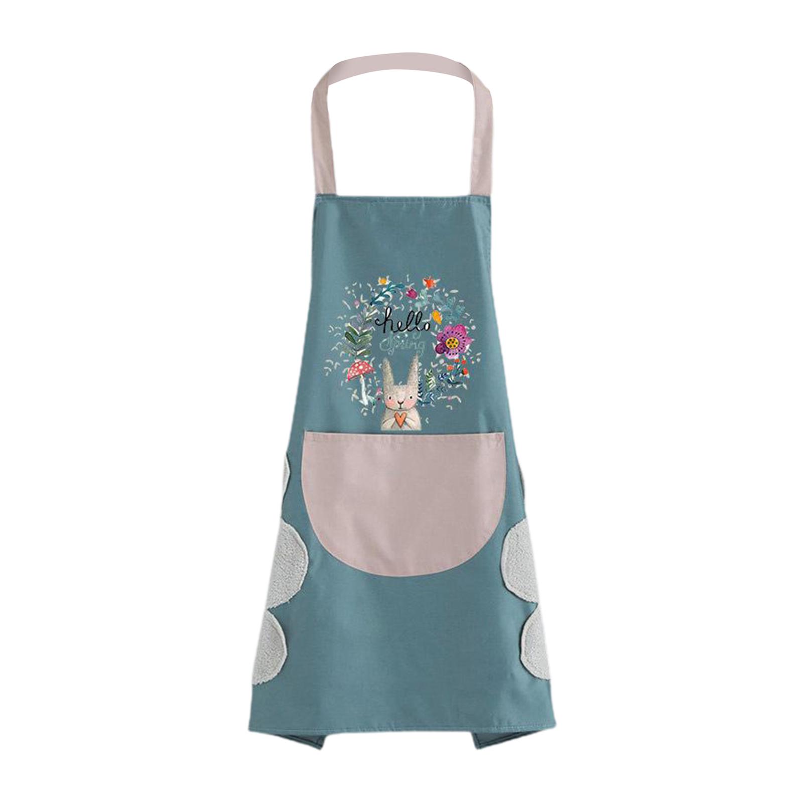 Women Cooking Apron with Pocket and Hand Towel Baking Cooking Lake Blue