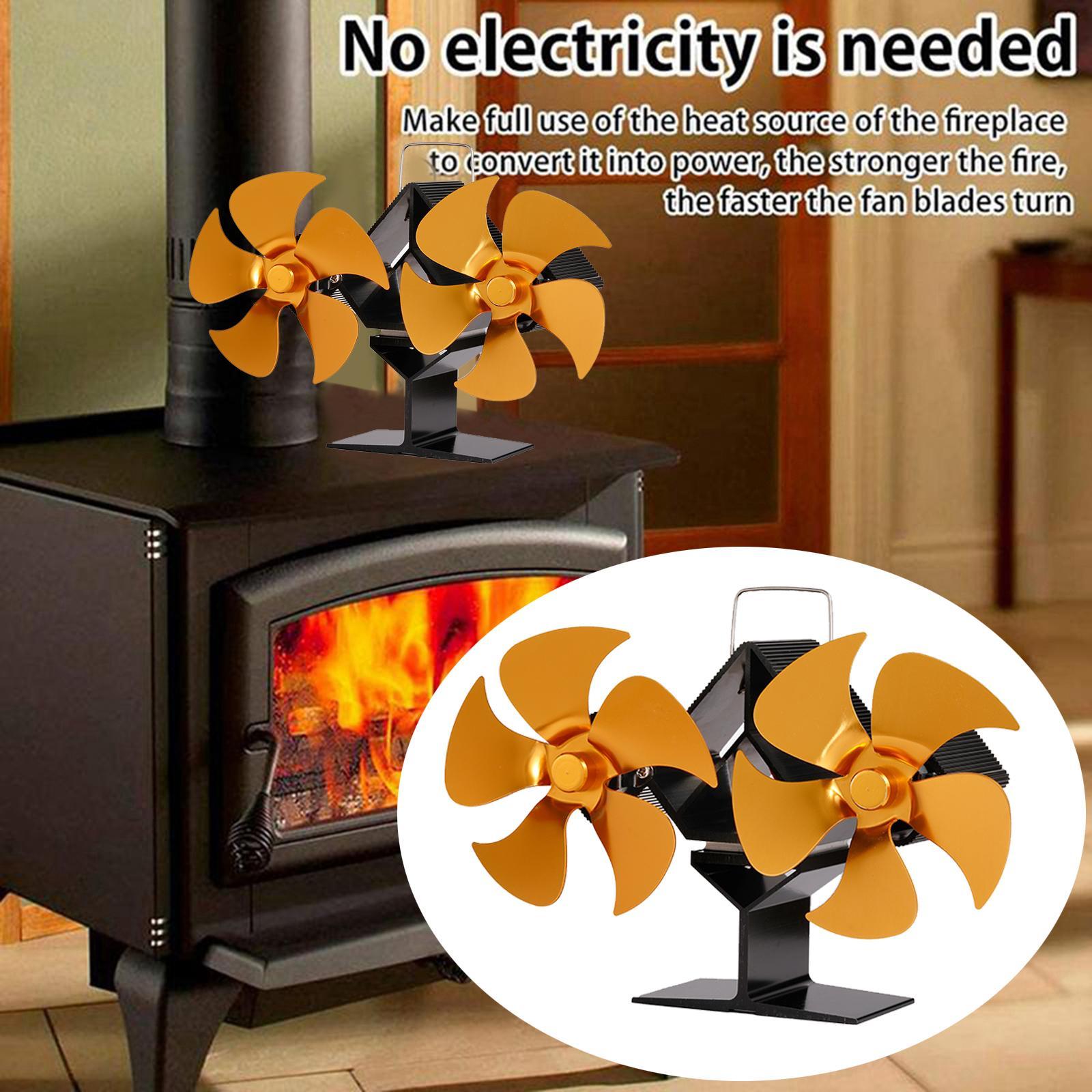 Fireplace Fan Household Wood Fire Place Stove Silent Fuel Saving Golden