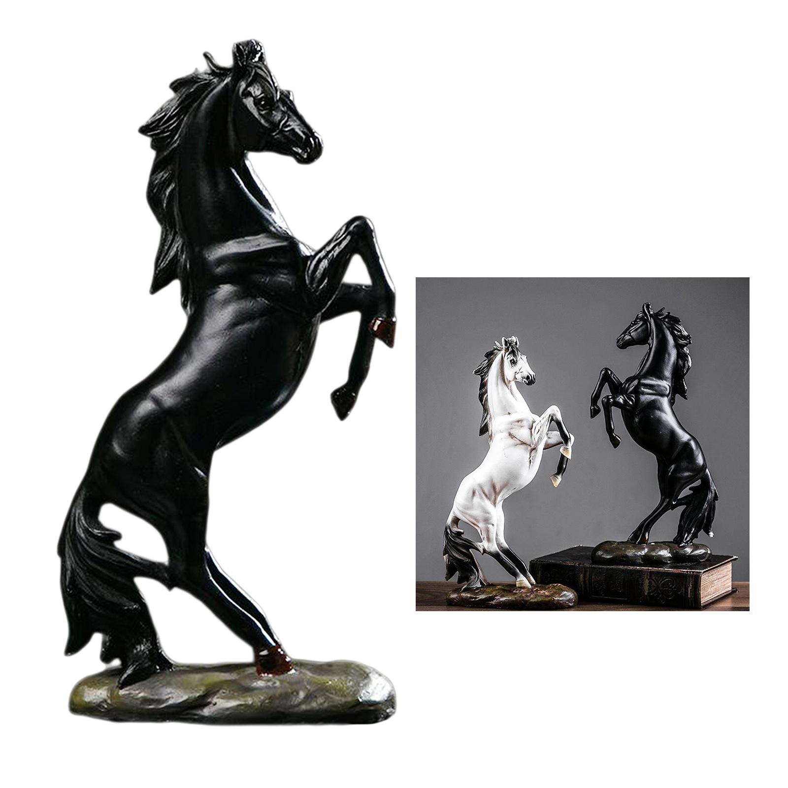 Horses Figurine Detailed Desktop Sculpture Bar Shelf Modern Ornaments Gift Black