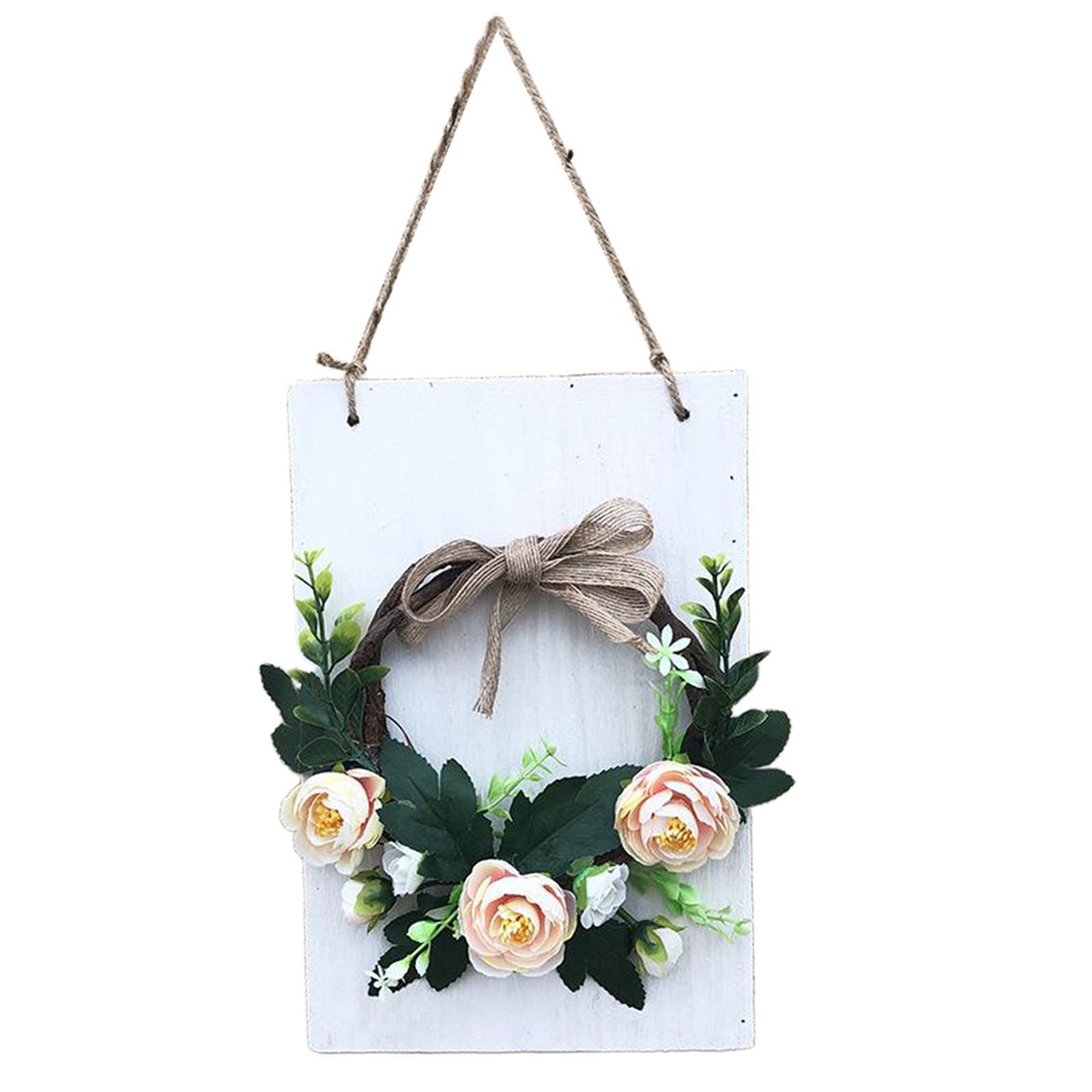 Flowers Wreath Rattan Hoop Door Wall Hanging Backdrop Ornament Rectangle 1