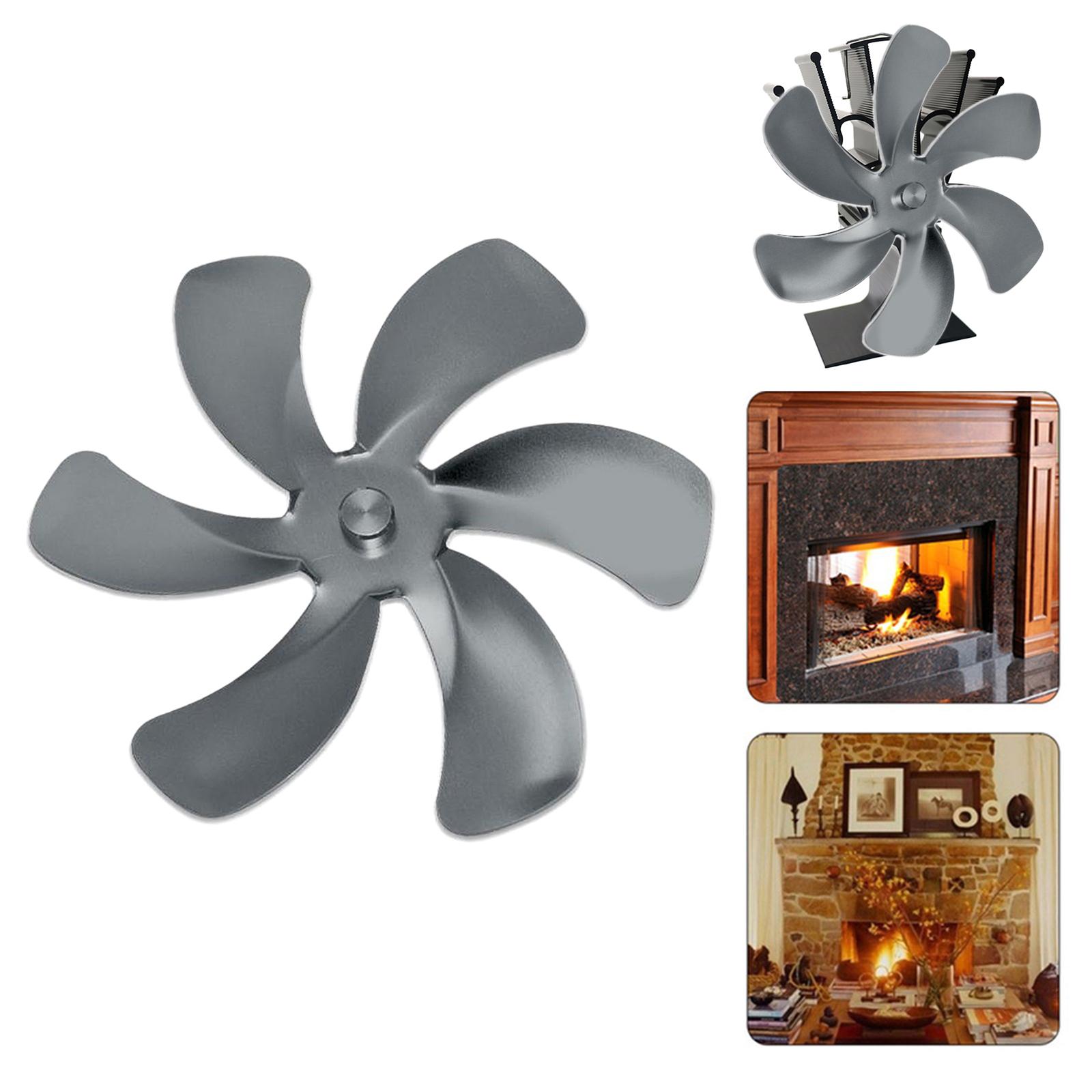 Universal Fireplace Fan Replacement Blades 6-Blade Burning Fan Blades Gray