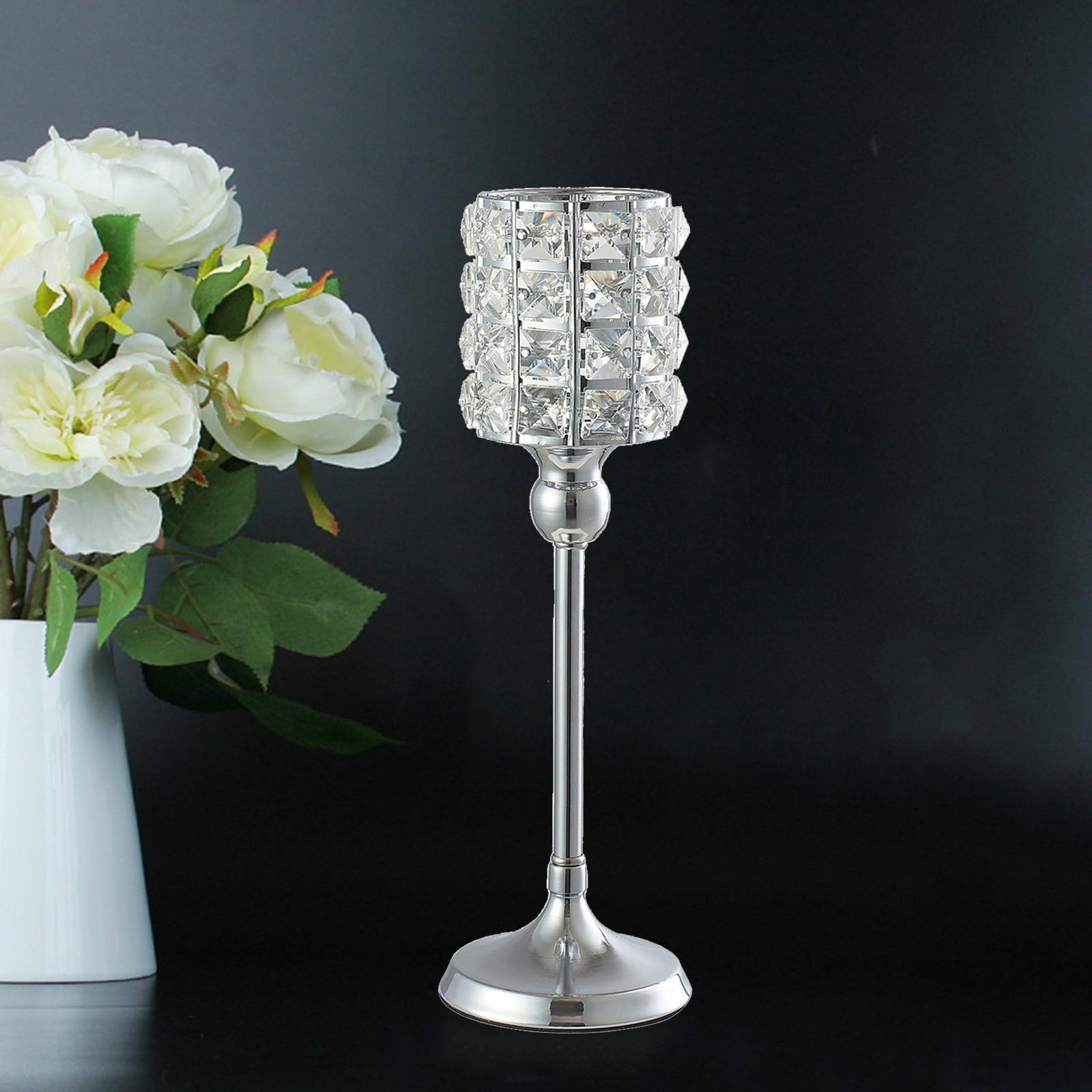 Modern Crystal Candle Holders Stand Tea Light Candlestick 11x31cm