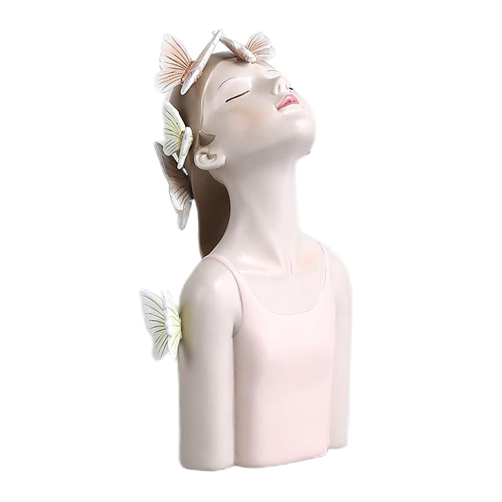 Resin Statues Cute Butterfly Girls Sculptures Figurines Pink 14x11.5x27cm