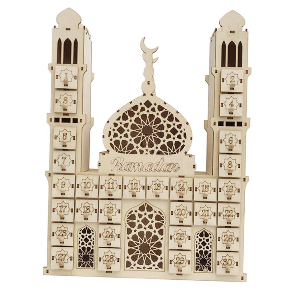 DIY Wooden EID Mubarak Islam Ramadan Palace Calendar with Light Style 02