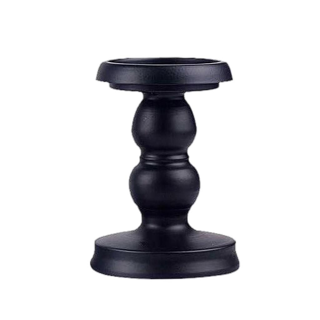 2x Black Simple Retro Iron Candlestick Pillar Candle Holder for Aromatherapy